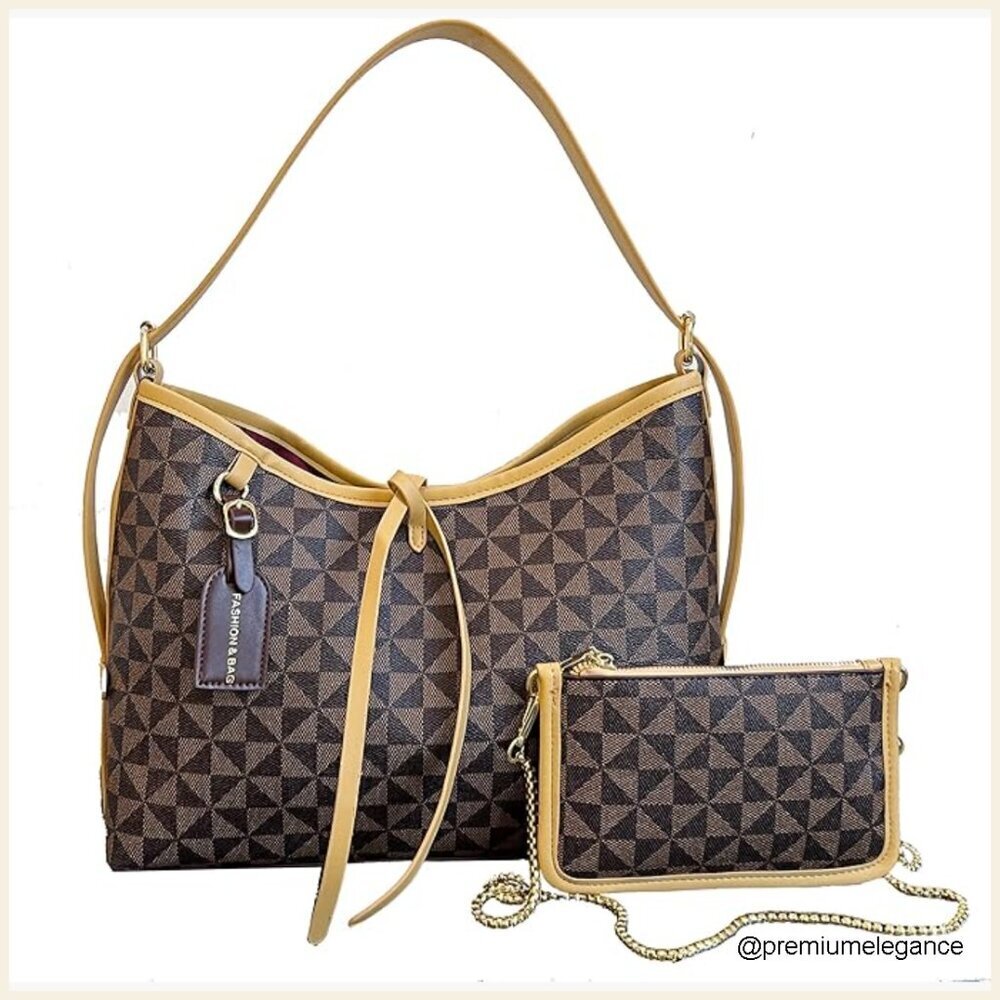 Large PU Leather Tote Bag with Zipper Closure and Coin Purse